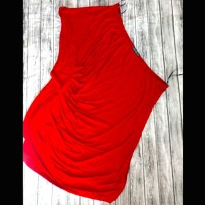 Ladies 3x Forever 21+ one sleeved long fitting red blouse with one cinched up hi